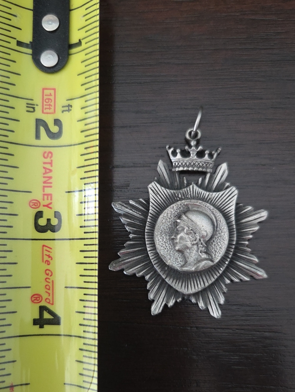 Vintage Men's Phalera Silver-Tone Crown Star Medallion Pendant